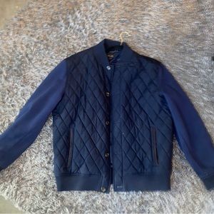 Tasso Elba Navy Blue Button Bomber Jacket Mens Size Large Outdoor Coat